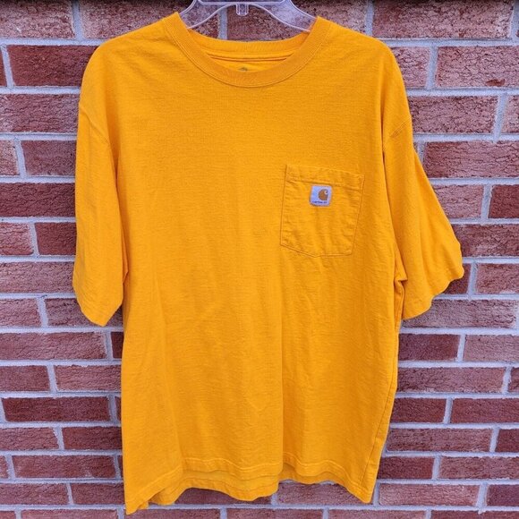 Carhartt Original Fit Tee Shirt Men's Size Large 100% Cotton Safety Orange - Picture 1 of 6